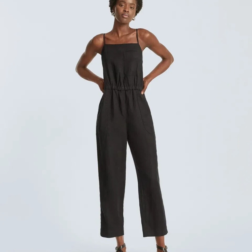 Everlane Shoestring Linen Jumpsuit, NWOT, Black, Size Small